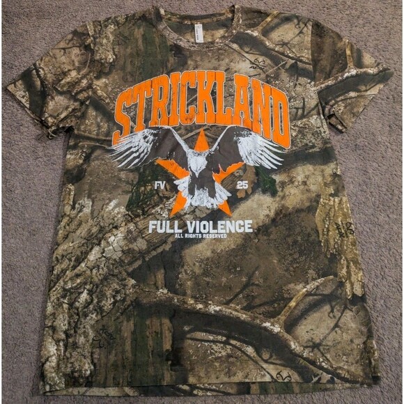 RARE Full Violence UFC Sean Strickland Real Tree Camo T-Shirt Men's Large - Picture 1 of 6